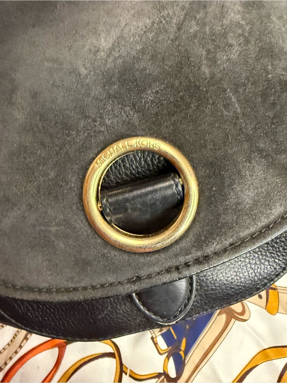Michael Kors Black Leather & Suede Top Handle Crossbody Satchel - Picture 8 of 15